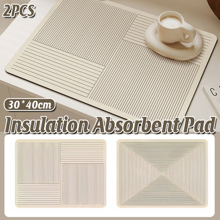 2PCS Kitchen Absorbent Pad Heat Insulation Mat Anti Slip Draining Pad Countertop