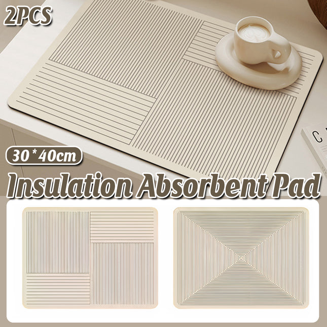 2PCS Kitchen Absorbent Pad Heat Insulation Mat Anti Slip Draining Pad Countertop
