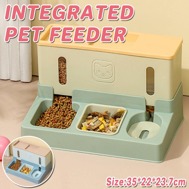All in One Pet Feeding Bowl Cat Dog Water and Food Feeder Automatic Dispenser