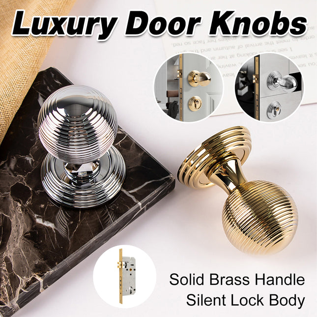 Luxury Round Door Handle Lock Set Gold Bedroom Interior Door Lock Privacy Knob