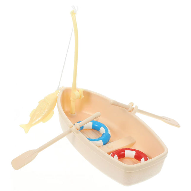 Miniature Fishing Boat Model Swimming Ring Fish Tank Decor Model Landscaping