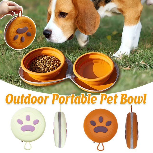 Pet Travel Feeding Bowl Set Portable Foldable Dog Cat Food Water Dish Outdoor