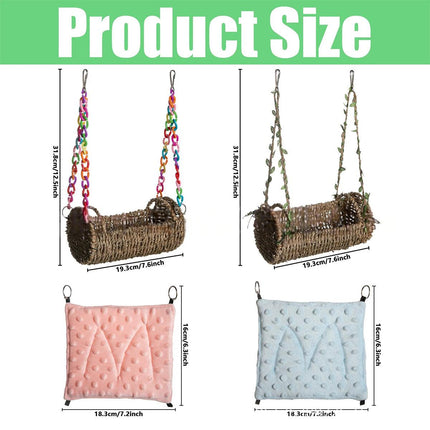 Parrot Toy Swing Hanging Bird House Cage Hammock Perch Play Stand Pet Accessory