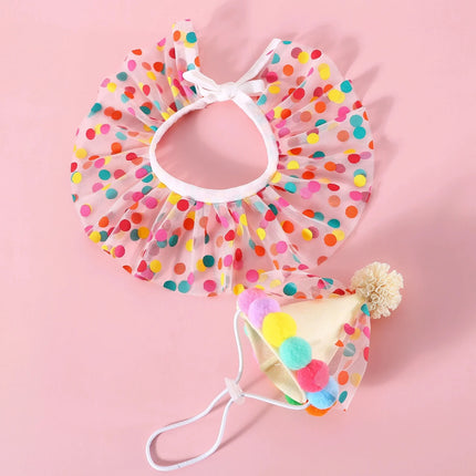 Dog Cat Birthday Dress Bib Felt Hat Party Supplies Drool Towel for Pet Parties