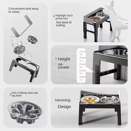 Height Adjustable Pet Feeding Bowl Dog Bowl Elevated Pet Dish Food Water Bowl