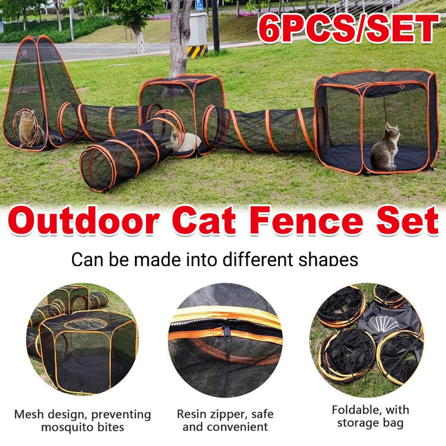 6pcs Outdoor Pet Play Tunnel Folding Cat and Dog Pen Playpen for Pets Indoor