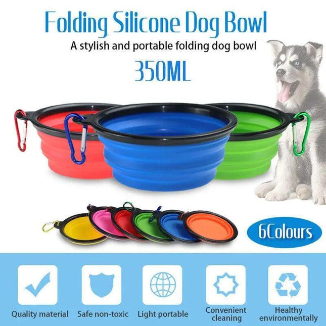 Portable Foldable Pet Bowl Collapsible Silicone Food Water Feeder Dog Cat Cup AU - Aimall