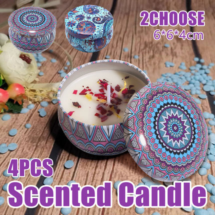 Scented Candle 4pcs Lavender Floral Gift Candles Purple Birthday Present Decor