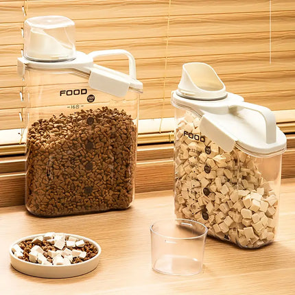 2Sizes Portable Transparent Grain Storage Jar Cat Food Rice Snack Tea Container