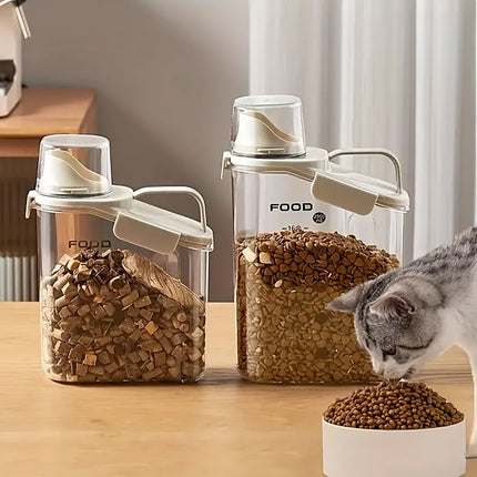 2Sizes Portable Transparent Grain Storage Jar Cat Food Rice Snack Tea Container