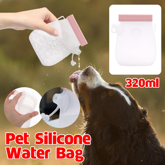Portable Silicone Pet Outdoor Water Bottle 320ml Easy Clean for Pet Outdoor Use