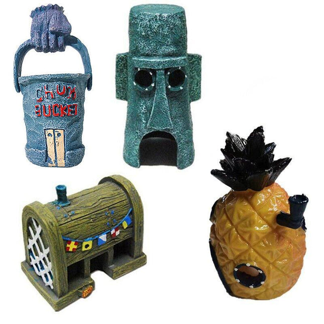 For Alien Spongebob Pineapple House Hole Fish Tank Decoration Aquarium Ornament