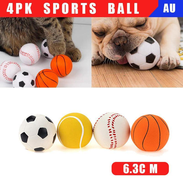 4/12Pk Mini Pet Sports Rubber Balls Dog Puppy Play Throw Fetch Training Cat Toy - Aimall