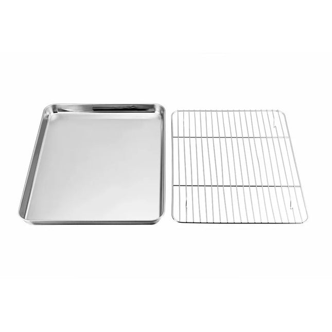 Stainless Steel Baking Tray With Cooling Rack Kitchen Cookie Oven Sheet Pan Set