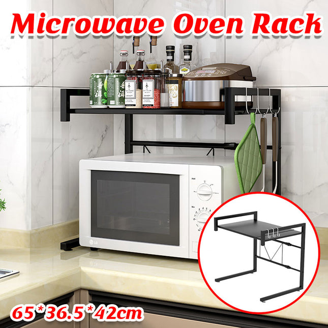 Microwave Shelf Stand 2 Tier Metal Adjustable Rack Kitchen Counter Organizer