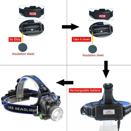 LED Headlamp Rechargeable Headlight Light Head Torch Lamp Flashlight AU Stock Aimall
