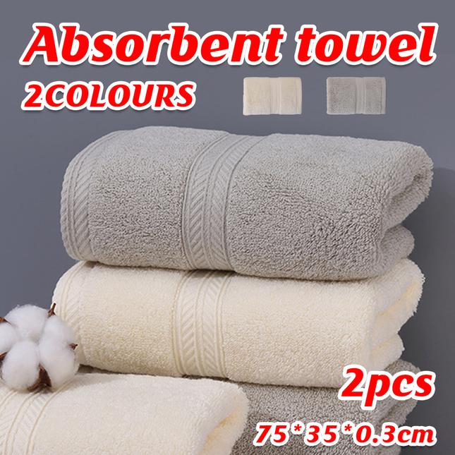 2 PCS Thick Absorbent Cotton Face Towel Soft Yarn Skin Friendly Washcloth Use