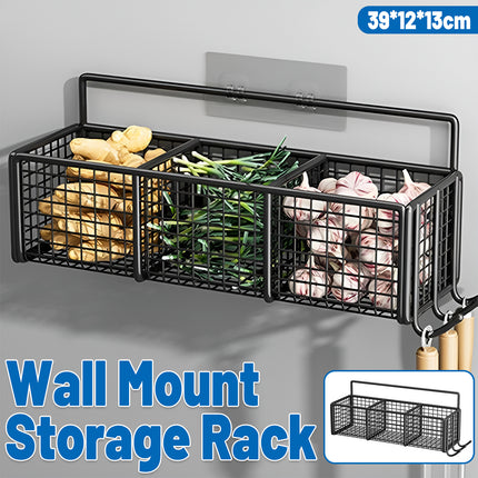 Wall Mount Storage Rack Kitchen Spice Racks Condiment Basket Bathroom Organizer