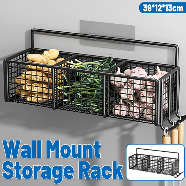 Wall Mount Storage Rack Kitchen Spice Racks Condiment Basket Bathroom Organizer