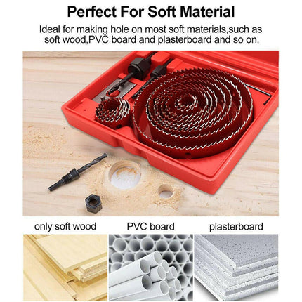 18X Hole Saw Drill Bit Kit Set Holesaw Wood Sheet Metal Timber Woodworking Tool