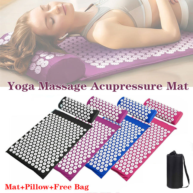 Acupressure Mat and Pillow Set for Relaxation and Yoga with Carry Bag
