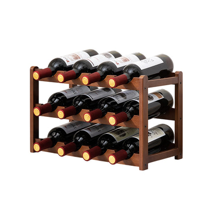 Bamboo Wooden Wine Rack 9 or 12 Bottle Organizer Storage Display Stand Home Decor
