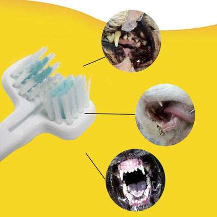 Double Head Toothbrush Dog Pet Cat Brush Dental Health Gum Care Cleaning Teeth - Aimall