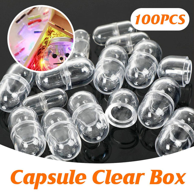 100pcs Transparent Capsule Shell Plastic Empty Storage Box DIY Filling Case