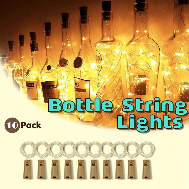 10X String Battery Copper LED Cork Fairy Lights for Wine Bottles 1M