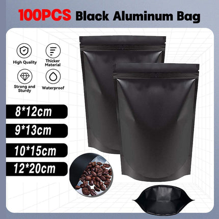 100PCS Black Aluminum Bag Mylar Foil Pouch Heat Sealer Food Storage Package Bags