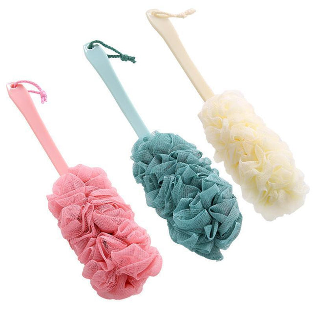 2PCS Long Handle Bath Brush Soft Mesh Sponge Back Scrubber Body Puff Shower - Aimall