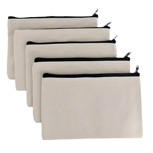 10x Canvas Makeup Bags Canvas Zipper Pouch Bags Pencil Case Blank DIY Craft - Aimall