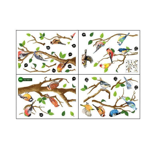130*65CM Removable Wall Stickers Birds on Tree Branch Wall Decor Decal Home - Aimall