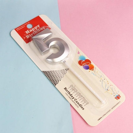 Classic Number Candles Individually Packed With Stand Birthday Make Up Ur Number Silver - Aimall