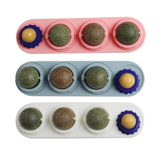 Cat Toy Catnip Ball Lick Solid Nutrition Help Digestion Wall Mount Hair Remover - Aimall