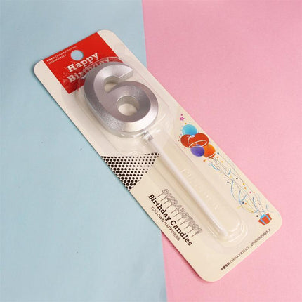 Classic Number Candles Individually Packed With Stand Birthday Make Up Ur Number Silver - Aimall