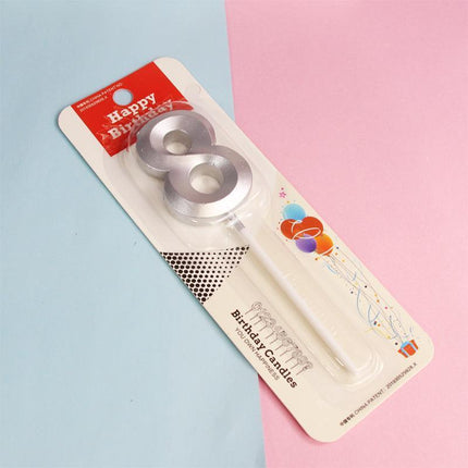Classic Number Candles Individually Packed With Stand Birthday Make Up Ur Number Silver - Aimall