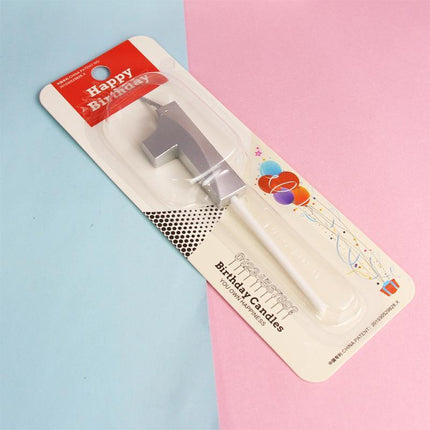 Classic Number Candles Individually Packed With Stand Birthday Make Up Ur Number Silver - Aimall