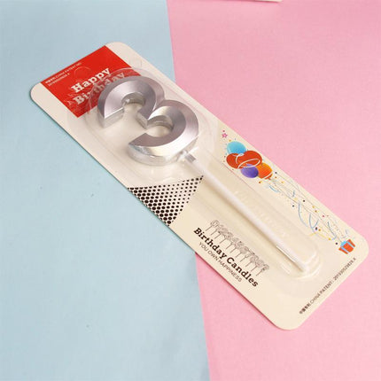Classic Number Candles Individually Packed With Stand Birthday Make Up Ur Number Silver - Aimall