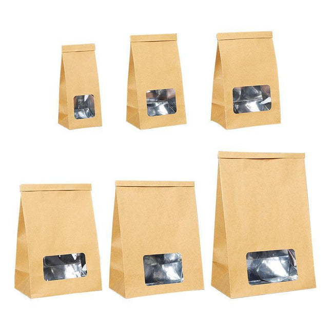 50PCS Kraft Paper Self-sealing Bags Tea Nut Bags Dry Goods Packaging Sealed Bags - Aimall