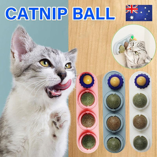 Cat Toy Catnip Ball Lick Solid Nutrition Help Digestion Wall Mount Hair Remover - Aimall