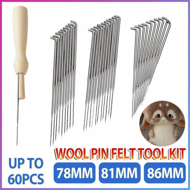 60PCS 79/80/85MM Felting Needles DIY Hand Wool PIN Felt Tools Kits Embroidery - Aimall