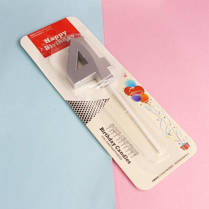 Classic Number Candles Individually Packed With Stand Birthday Make Up Ur Number Silver - Aimall