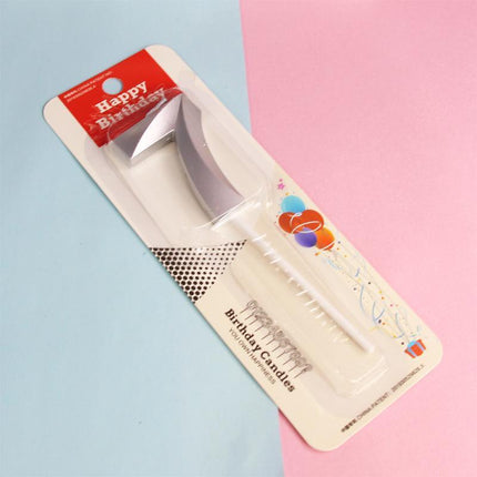 Classic Number Candles Individually Packed With Stand Birthday Make Up Ur Number Silver - Aimall