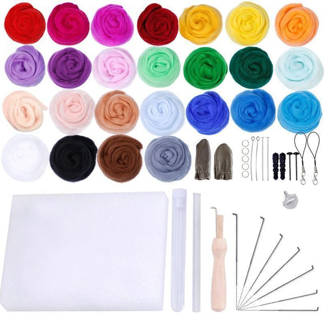 Needle Felting Mat Starter Kit 25 Set Colour Wool Felt Needles Tool DIY Gift - Aimall