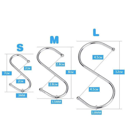 8cm Stainless Steel S Shape Hooks Kitchen Hanger Rack Clothes Hanging Plant Holders - Aimall