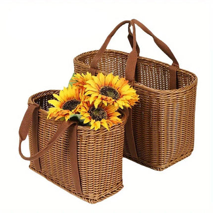 Imitation Rattan Woven Basket Shopping Basket Fruit Vegetable Storage Basket