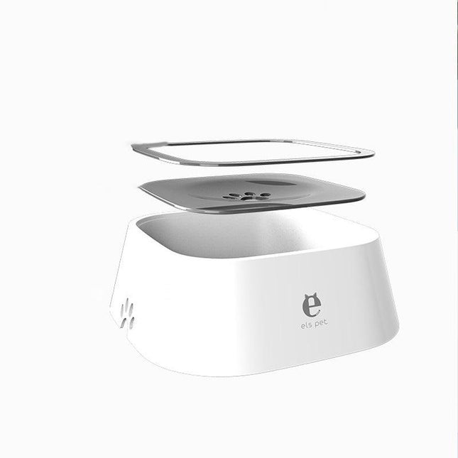 1.5L No-Spill Pet Water Bowl Slow Feeder Dust-Free Non-Skid - Aimall