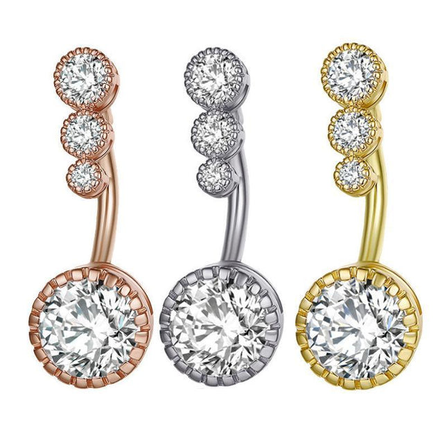Belly Button Rings Bar Navel Surgical Steel Zirconia Piercing Body Piercing - Aimall
