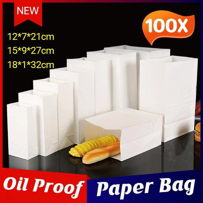 100PCS Disposable Greaseproof Paper Bag Bread Snack Cookie Doughnut Takeout - Aimall
